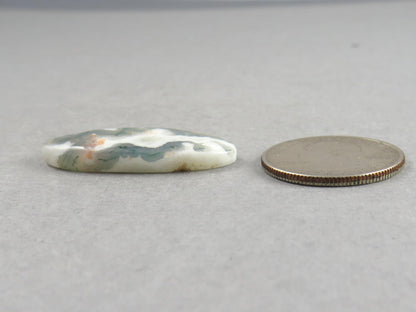 Moss Agate | 35x14x5 mm | Natural Round Cabochon Gemstone | AG328 - Moss Agate, Chalcedony - GemEnthusiast