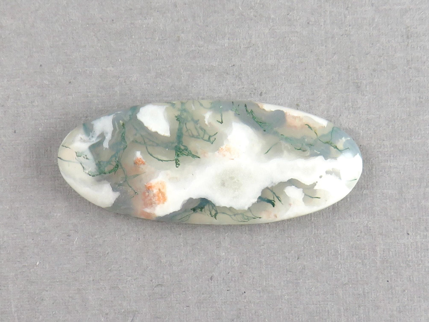 Moss Agate | 35x14x5 mm | Natural Round Cabochon Gemstone | AG328 - Moss Agate, Chalcedony - GemEnthusiast