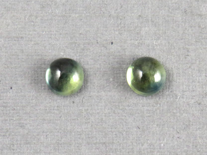 Montana Sapphire Cabochon - 4mm Round Pair | Bicolor Teal-Blue | American Gemstone | SA304 - Montana Sapphire - GemEnthusiast