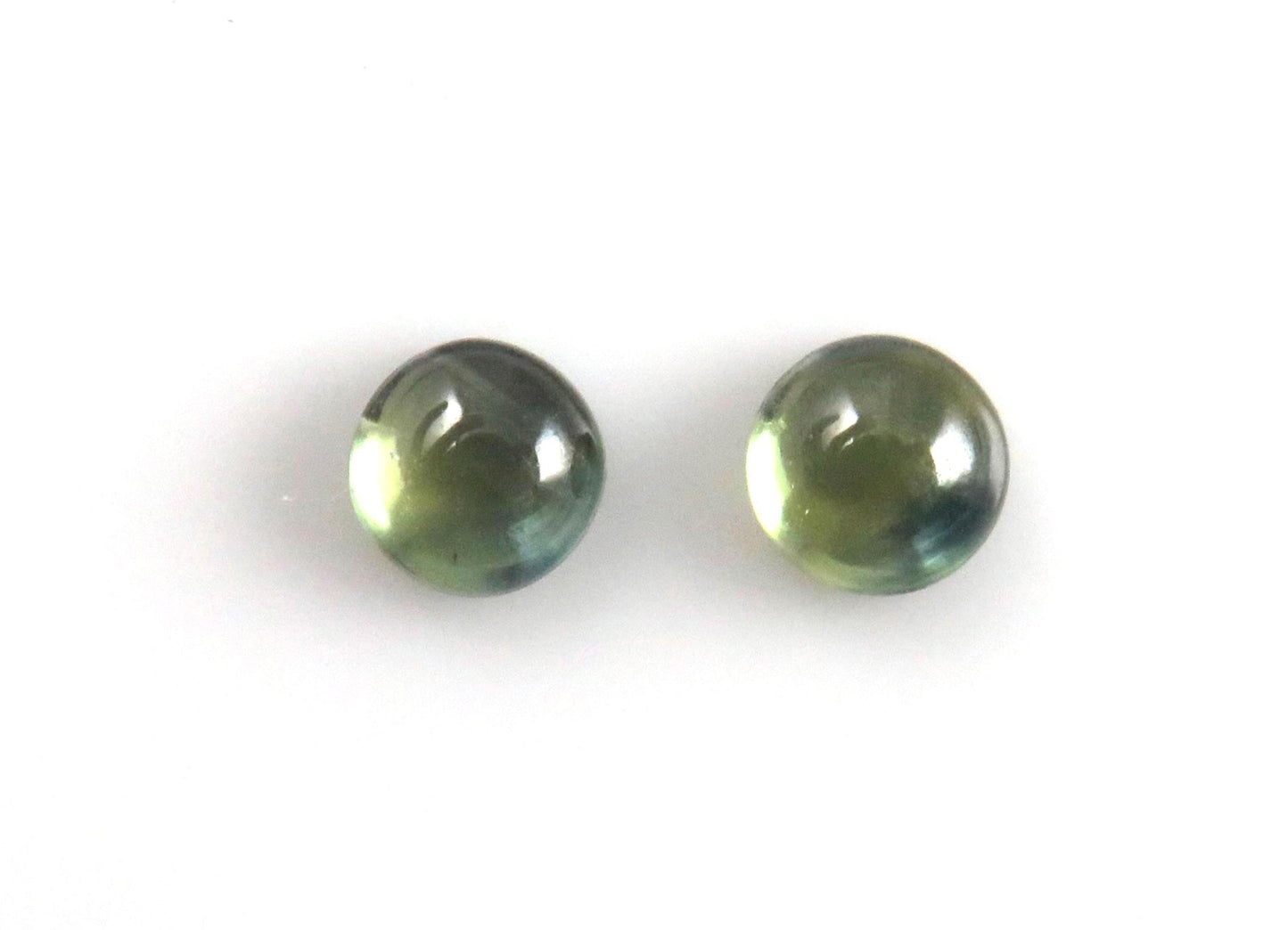 Montana Sapphire Cabochon - 4mm Round Pair | Bicolor Teal-Blue | American Gemstone | SA304 - Montana Sapphire - GemEnthusiast