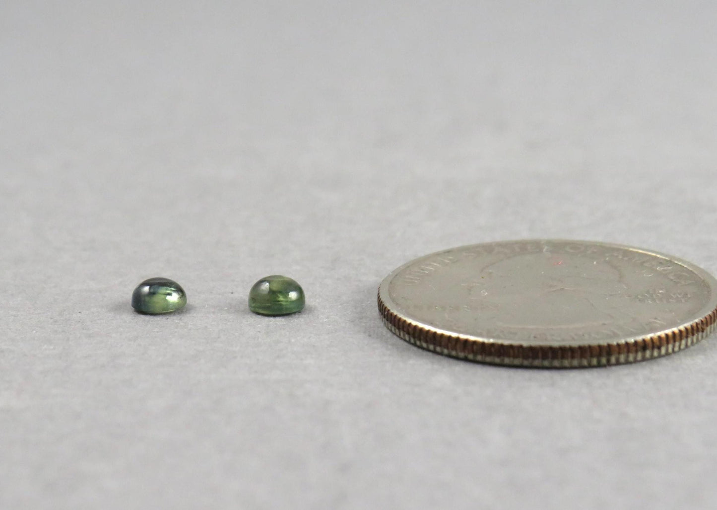 Montana Sapphire Cabochon - 4mm Round Pair | Bicolor Teal-Blue | American Gemstone | SA304 - Montana Sapphire - GemEnthusiast