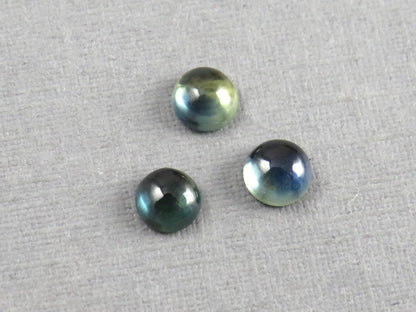 Montana Sapphire Cabochon - 4mm Round Lot | Bicolor Teal-Blue | American Gemstone | SA306 - Montana Sapphire - GemEnthusiast