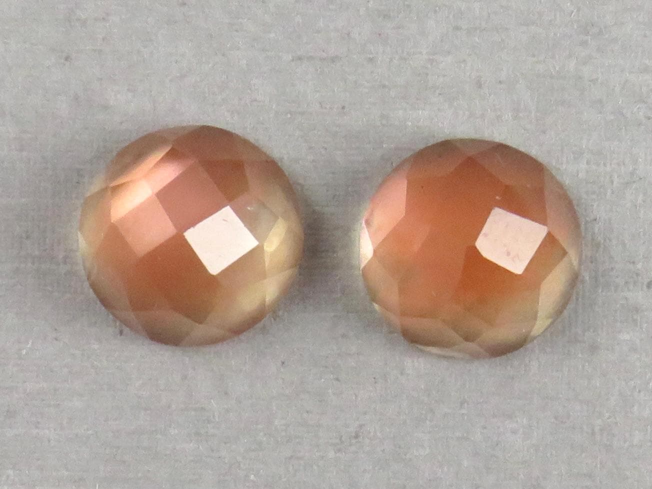 12mm Oregon Sunstone Pair with Schiller | Round Rose Cut Cabochons | 13.85 carats | OSR105 - Oregon Sunstone - GemEnthusiast