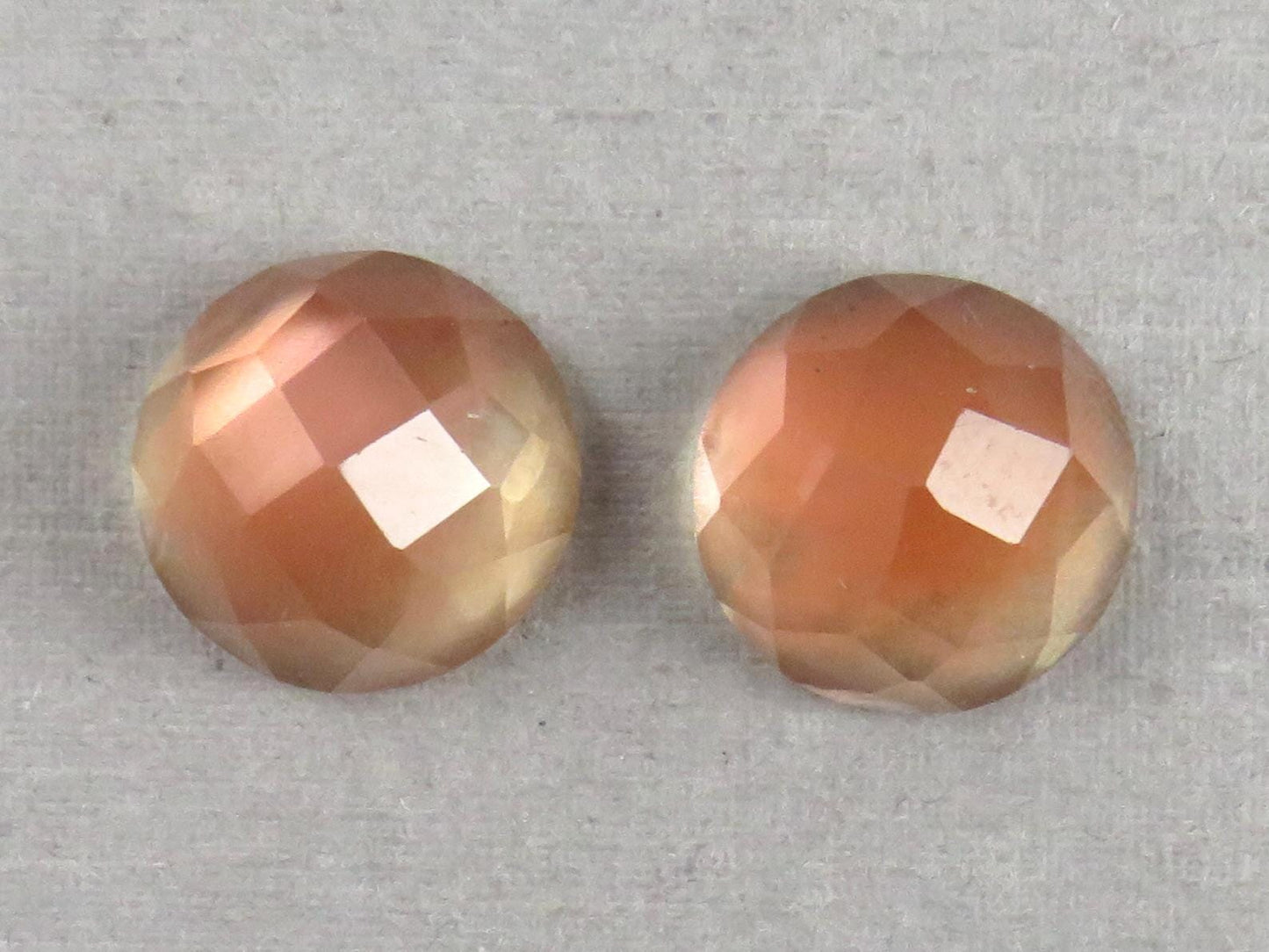 12mm Oregon Sunstone Pair with Schiller | Round Rose Cut Cabochons | 13.85 carats | OSR105 - Oregon Sunstone - GemEnthusiast