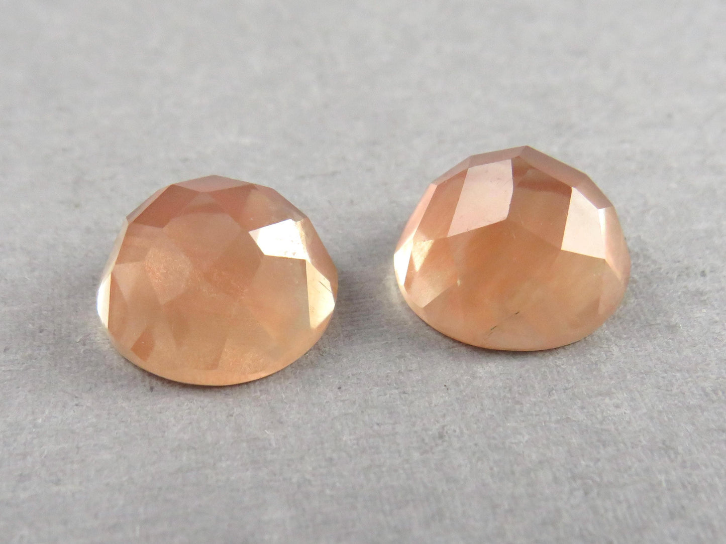 12mm Oregon Sunstone Pair with Schiller | Round Rose Cut Cabochons | 13.85 carats | OSR105 - Oregon Sunstone - GemEnthusiast