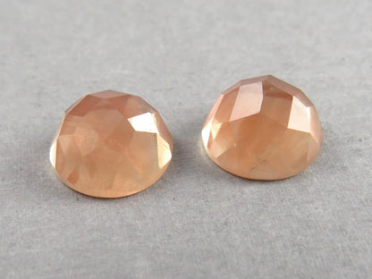 12mm Oregon Sunstone Pair with Schiller | Round Rose Cut Cabochons | 13.85 carats | OSR105 - Oregon Sunstone - GemEnthusiast