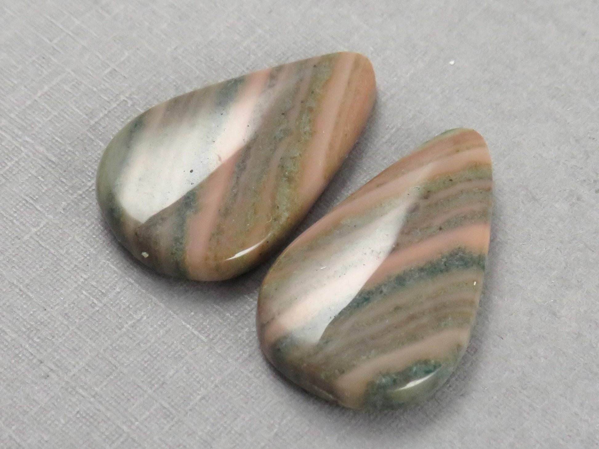 Saturn Chalcedony Pear Cabochon Pair | 23x14x3 | Natural Loose Gemstone | CA347 - Chalcedony - GemEnthusiast