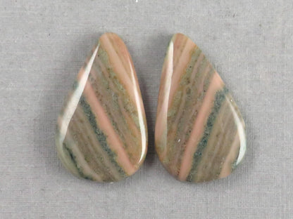 Saturn Chalcedony Pear Cabochon Pair | 23x14x3 | Natural Loose Gemstone | CA347 - Chalcedony - GemEnthusiast