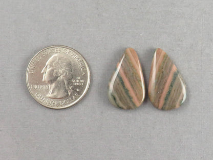 Saturn Chalcedony Pear Cabochon Pair | 23x14x3 | Natural Loose Gemstone | CA347 - Chalcedony - GemEnthusiast