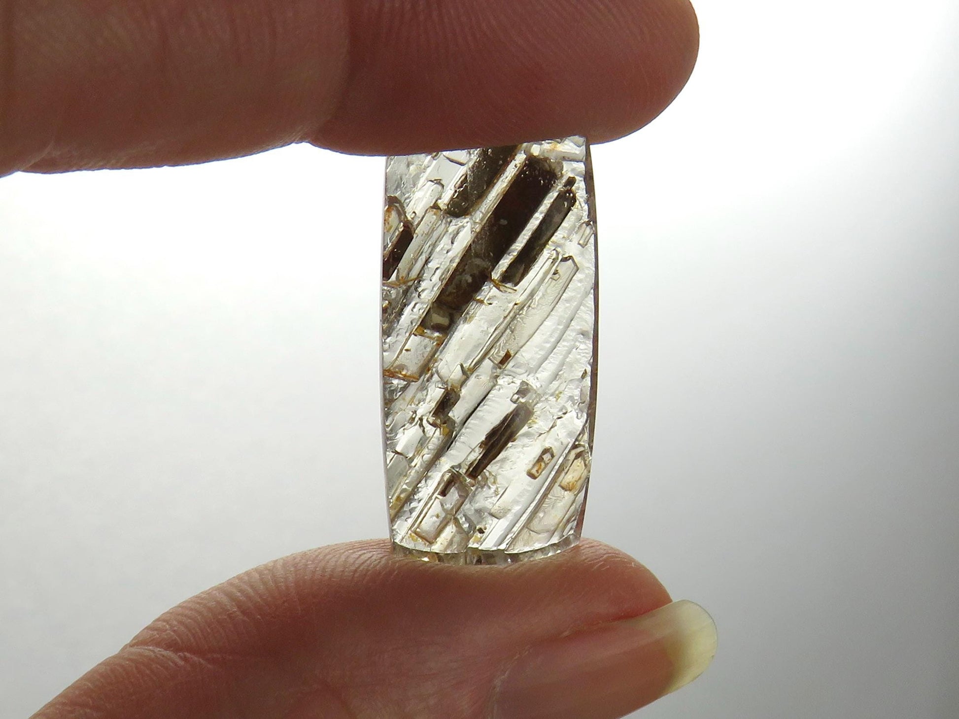 Quartz with Biotite | Rectangle Cabochon | Brazil | 27x13x6 | 19.5 carats | QU541 - Quartz, Biotite - GemEnthusiast