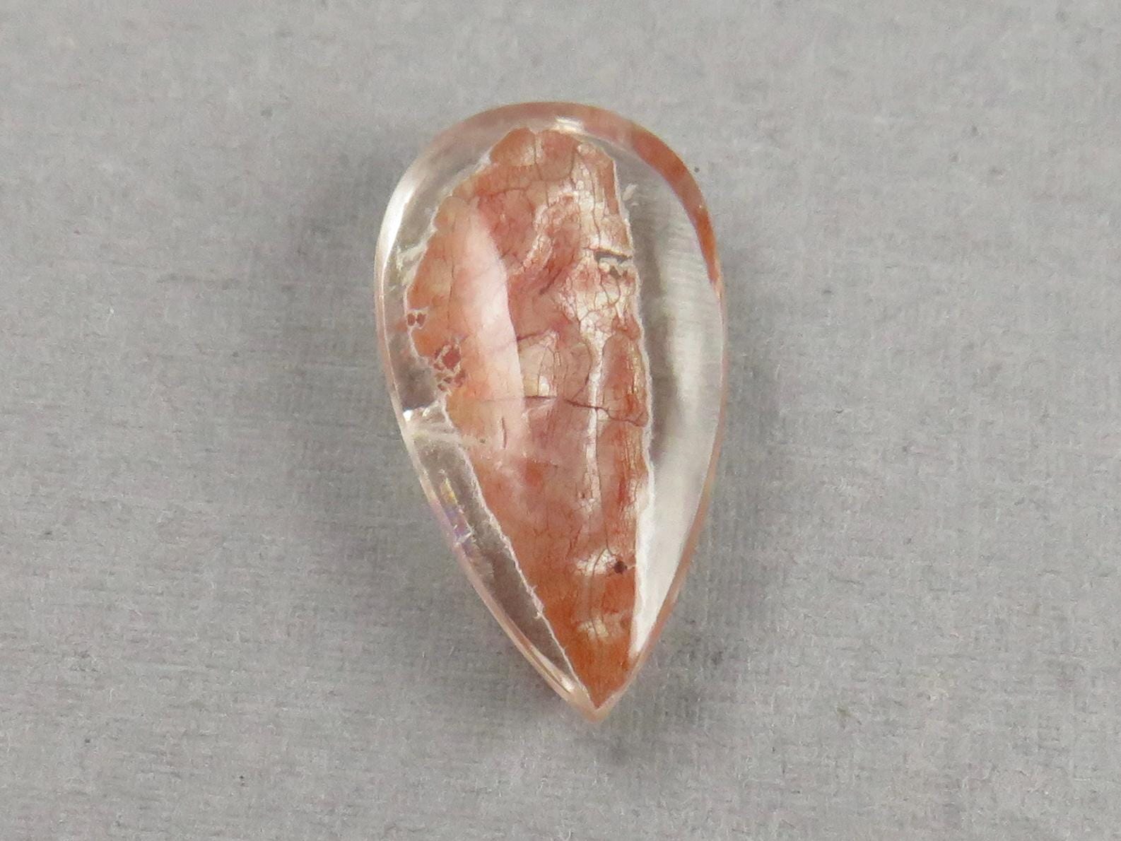 Quartz with Biotite | Pear Cabochon | Brazil | 22x11.5x6 | 10.4 carats | QU537 - Quartz, Biotite - GemEnthusiast
