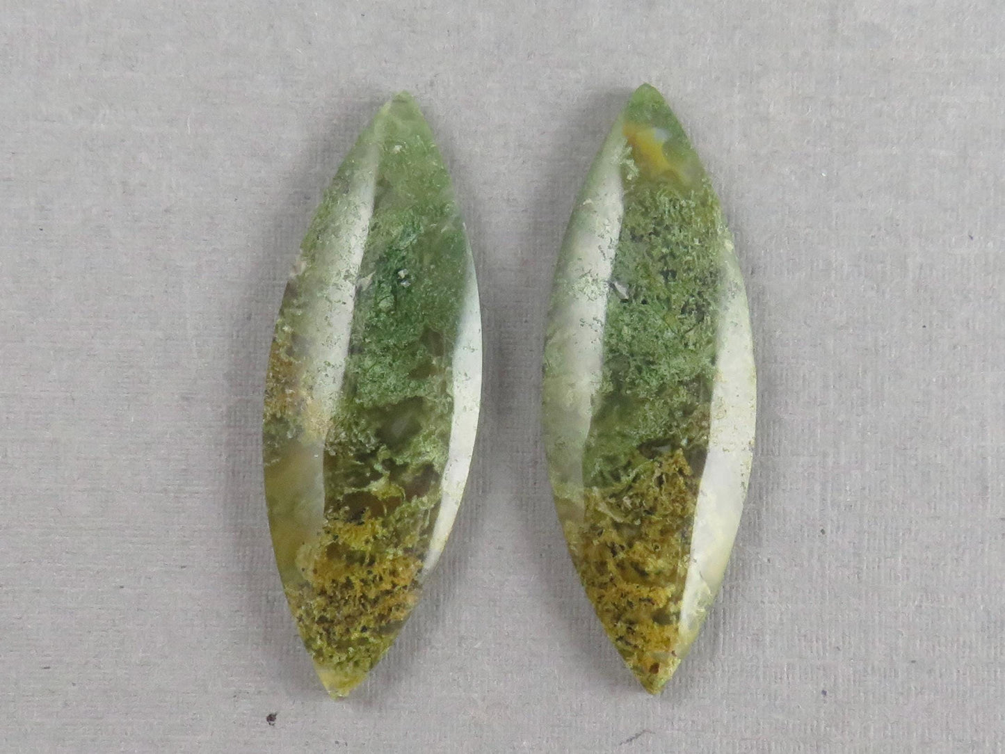 Indonesian Moss Agate Pair | Marquise Natural Loose Gemstone | Garden Agate | AG339 - Moss Agate - GemEnthusiast