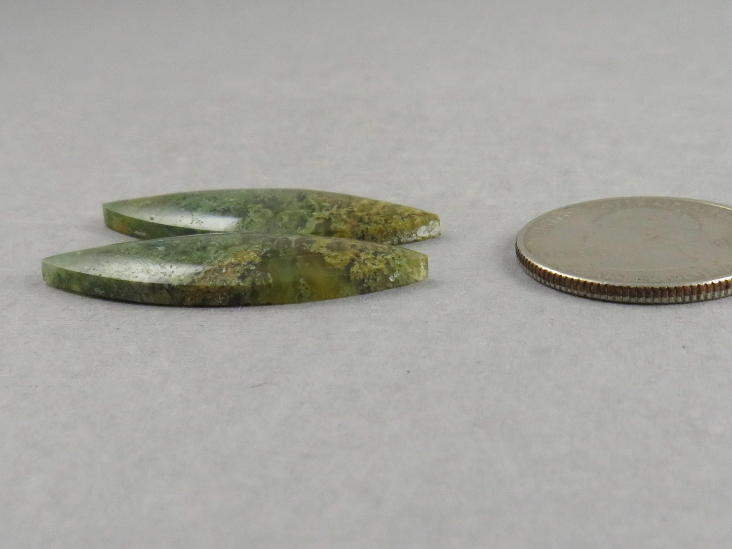Indonesian Moss Agate Pair | Marquise Natural Loose Gemstone | Garden Agate | AG339 - Moss Agate - GemEnthusiast