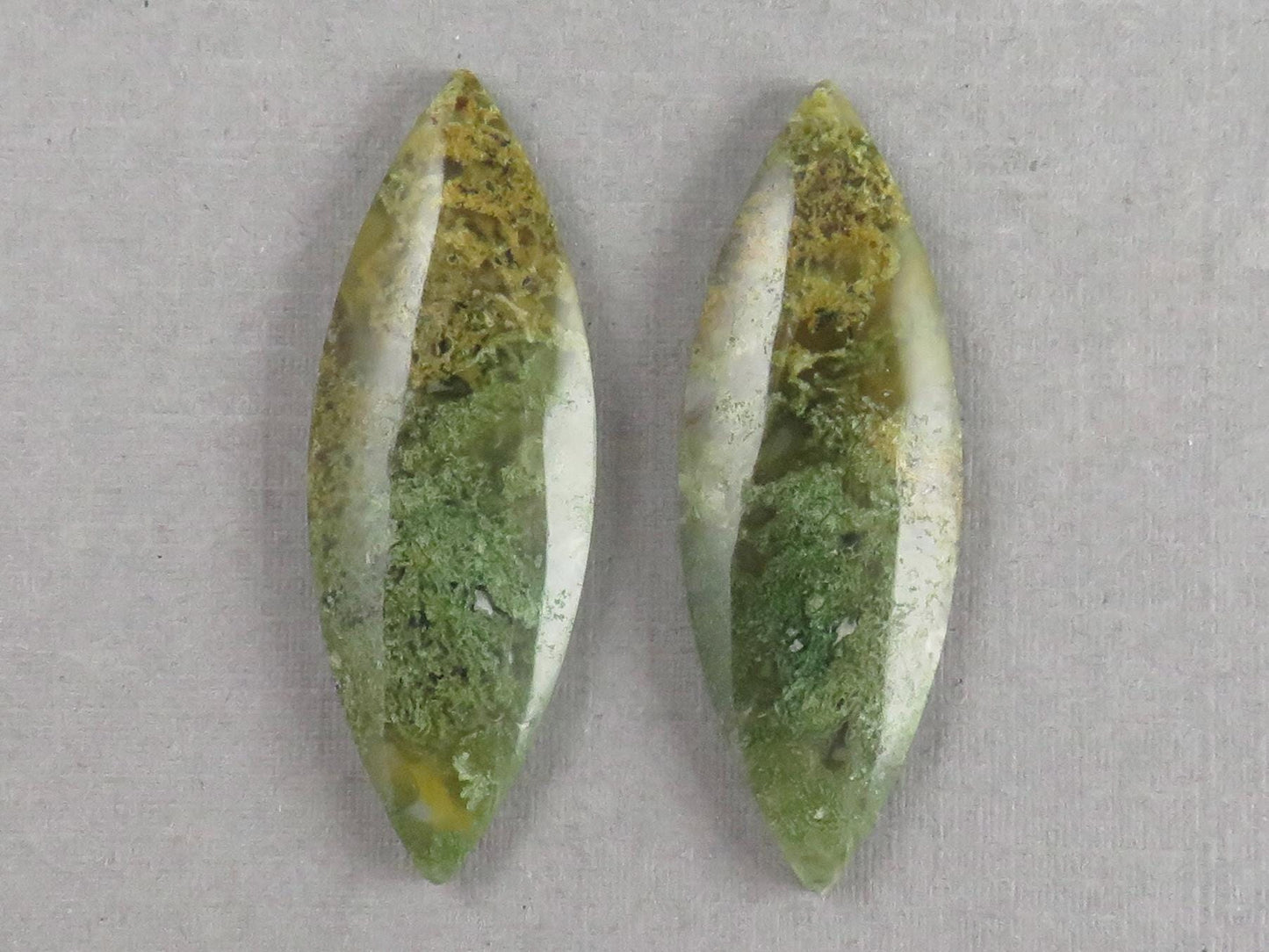 Indonesian Moss Agate Pair | Marquise Natural Loose Gemstone | Garden Agate | AG339 - Moss Agate - GemEnthusiast
