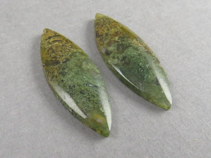 Indonesian Moss Agate Pair | Marquise Natural Loose Gemstone | Garden Agate | AG339 - Moss Agate - GemEnthusiast