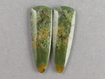 Moss Agate Pair | Natural Loose Gemstone | Dendritic Chalcedony | Indonesia | 37x12x4 | AG344 - Moss Agate - GemEnthusiast
