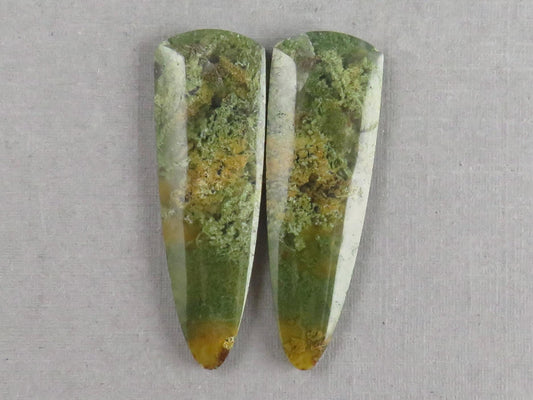 Moss Agate Pair | Natural Loose Gemstone | Dendritic Chalcedony | Indonesia | 37x12x4 | AG344 - Moss Agate - GemEnthusiast