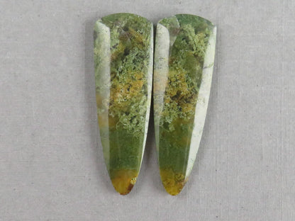 Moss Agate Pair | Natural Loose Gemstone | Dendritic Chalcedony | Indonesia | 37x12x4 | AG344 - Moss Agate - GemEnthusiast