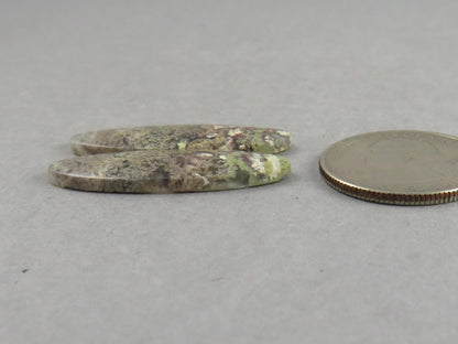 Indonesian Moss Agate Pair | Oval Natural Loose Chalcedony Gemstone | 34x11x3 | AG341 - Moss Agate - GemEnthusiast