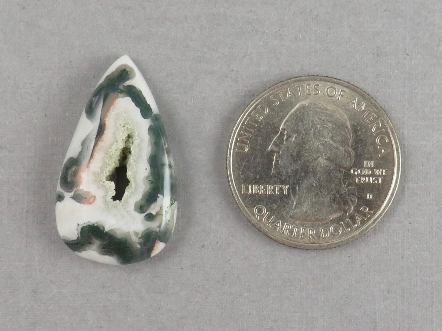Moss Agate | 41x25x5 mm | Natural Pear Cabochon Gemstone | AG332 - Moss Agate, Chalcedony - GemEnthusiast