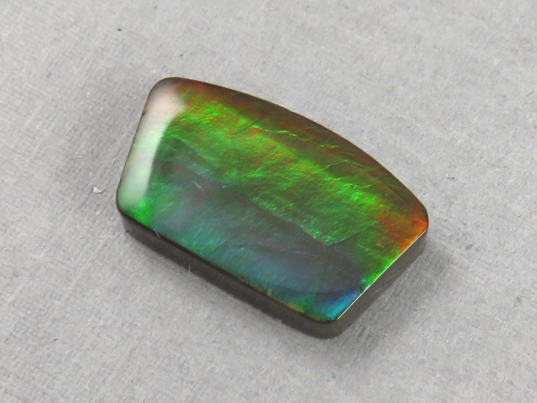 Canadian Ammolite Doublet | Natural Ammonite Fossil Cabochon | 19.3x11.3x3.5 | AC104 - Canadian Ammolite - GemEnthusiast
