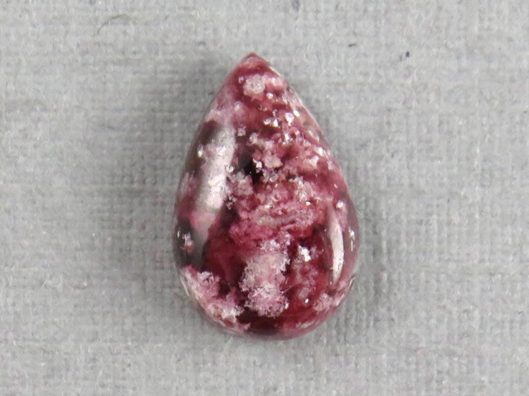 Wah Wah Mountains Red Beryl | RARE Utah Gemstones | 10x6 Pear Cabochon | Made in America | RB101 - Red Beryl - GemEnthusiast