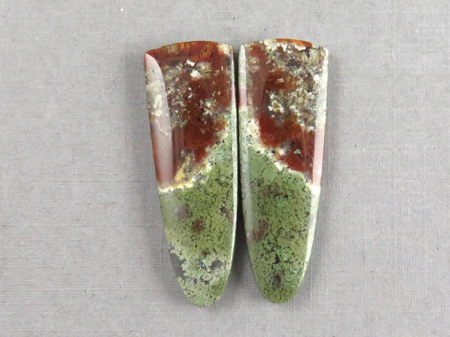Moss Agate Pair | Natural Loose Gemstone | Dendritic Chalcedony | Indonesia | 34x12x4 | AG350 - Moss Agate - GemEnthusiast