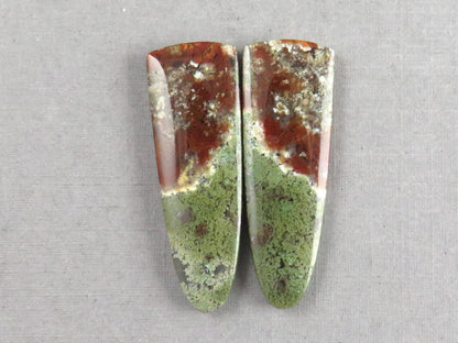 Moss Agate Pair | Natural Loose Gemstone | Dendritic Chalcedony | Indonesia | 34x12x4 | AG350 - Moss Agate - GemEnthusiast