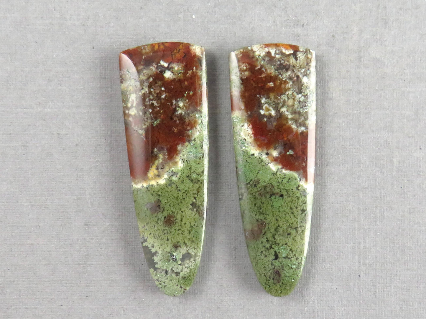 Moss Agate Pair | Natural Loose Gemstone | Dendritic Chalcedony | Indonesia | 34x12x4 | AG350 - Moss Agate - GemEnthusiast