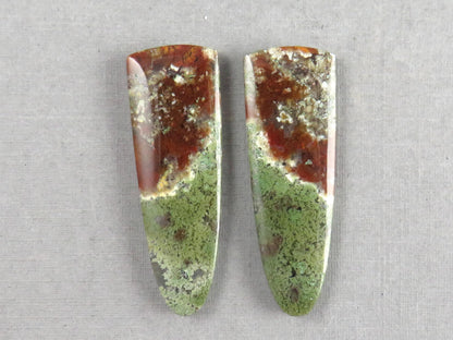 Moss Agate Pair | Natural Loose Gemstone | Dendritic Chalcedony | Indonesia | 34x12x4 | AG350 - Moss Agate - GemEnthusiast