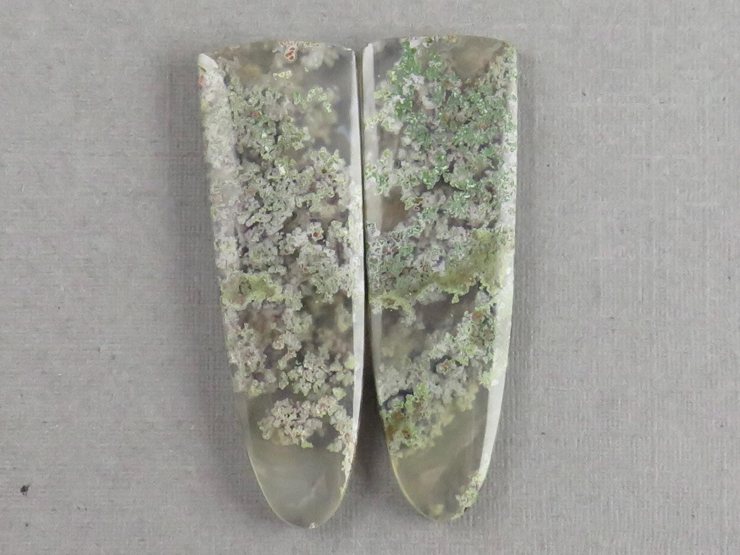 Indonesian Moss Agate Pair | Natural Loose Chalcedony Gemstone | 35x12x4 | AG343 - Moss Agate - GemEnthusiast