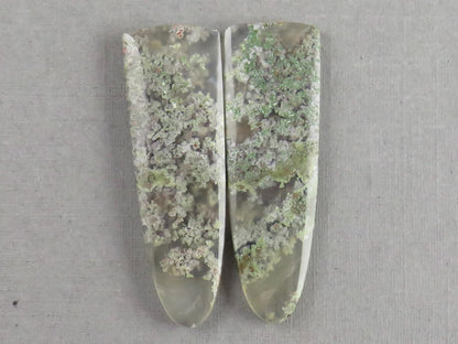 Indonesian Moss Agate Pair | Natural Loose Chalcedony Gemstone | 35x12x4 | AG343 - Moss Agate - GemEnthusiast