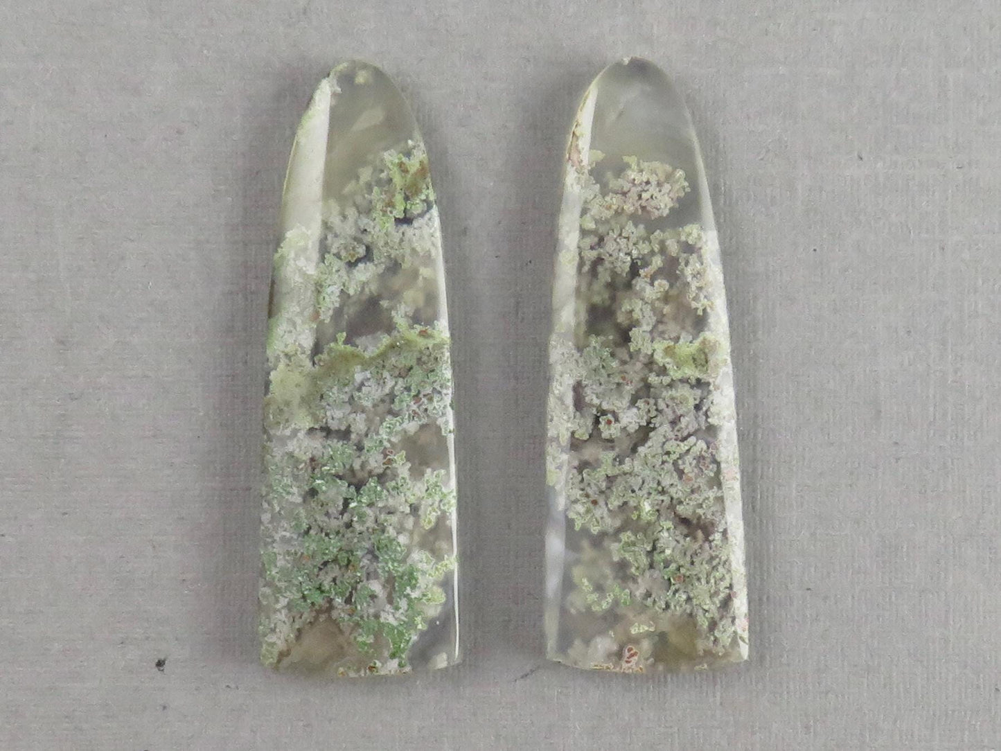 Indonesian Moss Agate Pair | Natural Loose Chalcedony Gemstone | 35x12x4 | AG343 - Moss Agate - GemEnthusiast