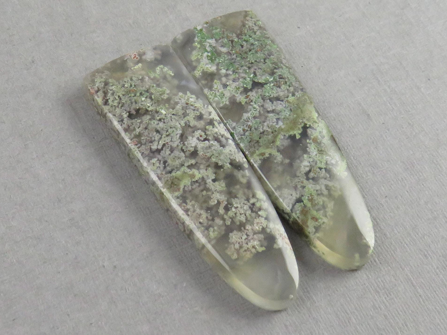 Indonesian Moss Agate Pair | Natural Loose Chalcedony Gemstone | 35x12x4 | AG343 - Moss Agate - GemEnthusiast