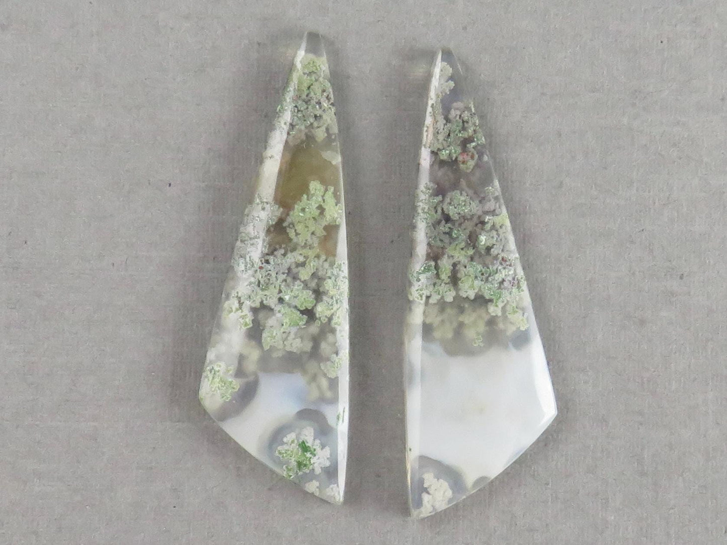 Indonesian Moss Agate Pair | Natural Loose Chalcedony Gemstone | 36x11x3 | AG342 - Moss Agate - GemEnthusiast