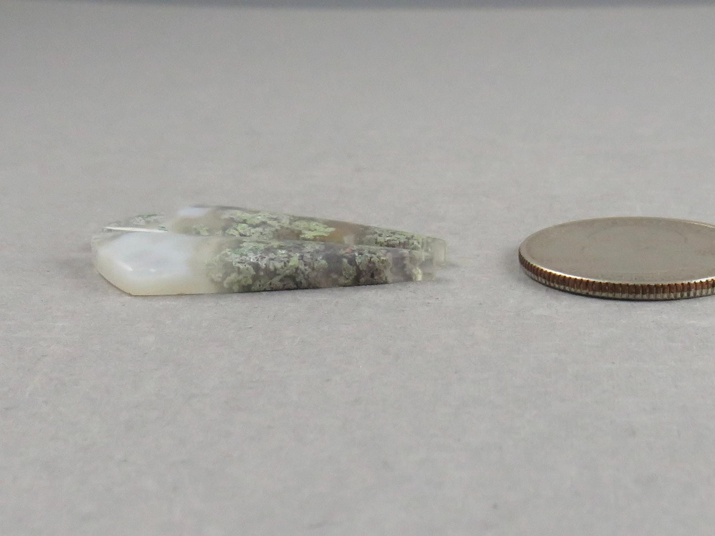Indonesian Moss Agate Pair | Natural Loose Chalcedony Gemstone | 36x11x3 | AG342 - Moss Agate - GemEnthusiast