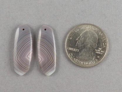 Botswana Agate Bead Pairs | Peach and Gray | Drilled | B110 - Agate - GemEnthusiast