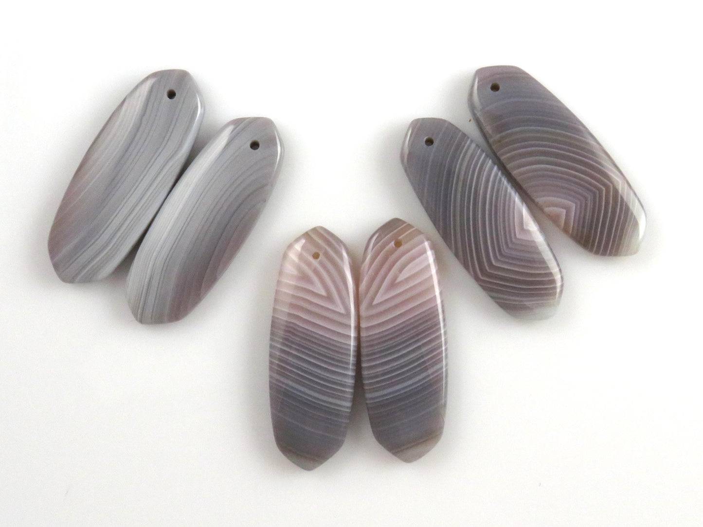 Botswana Agate Bead Pairs | Peach and Gray | Drilled | B110 - Agate - GemEnthusiast