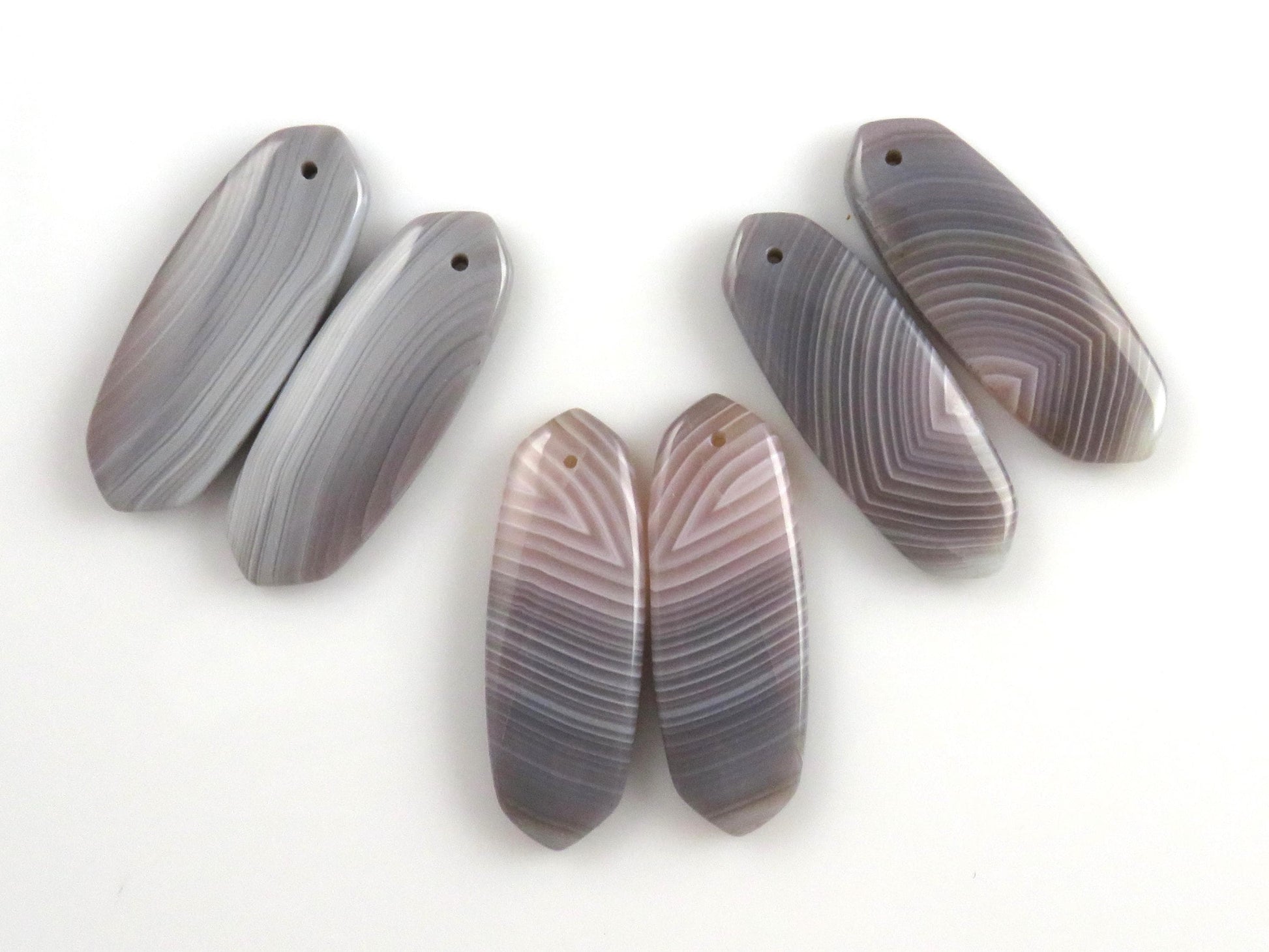 Botswana Agate Bead Pairs | Peach and Gray | Drilled | B110 - Agate - GemEnthusiast