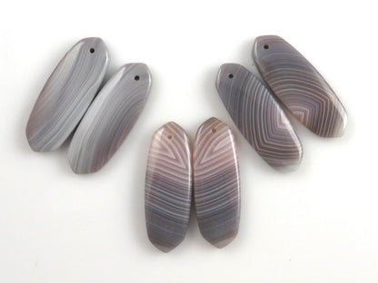 Botswana Agate Bead Pairs | Peach and Gray | Drilled | B110 - Agate - GemEnthusiast