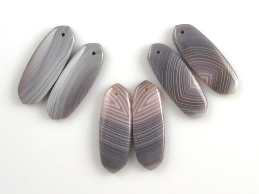 Botswana Agate Bead Pairs | Peach and Gray | Drilled | B110 - Agate - GemEnthusiast