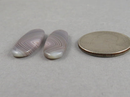 Botswana Agate Bead Pairs | Peach and Gray | Drilled | B110 - Agate - GemEnthusiast
