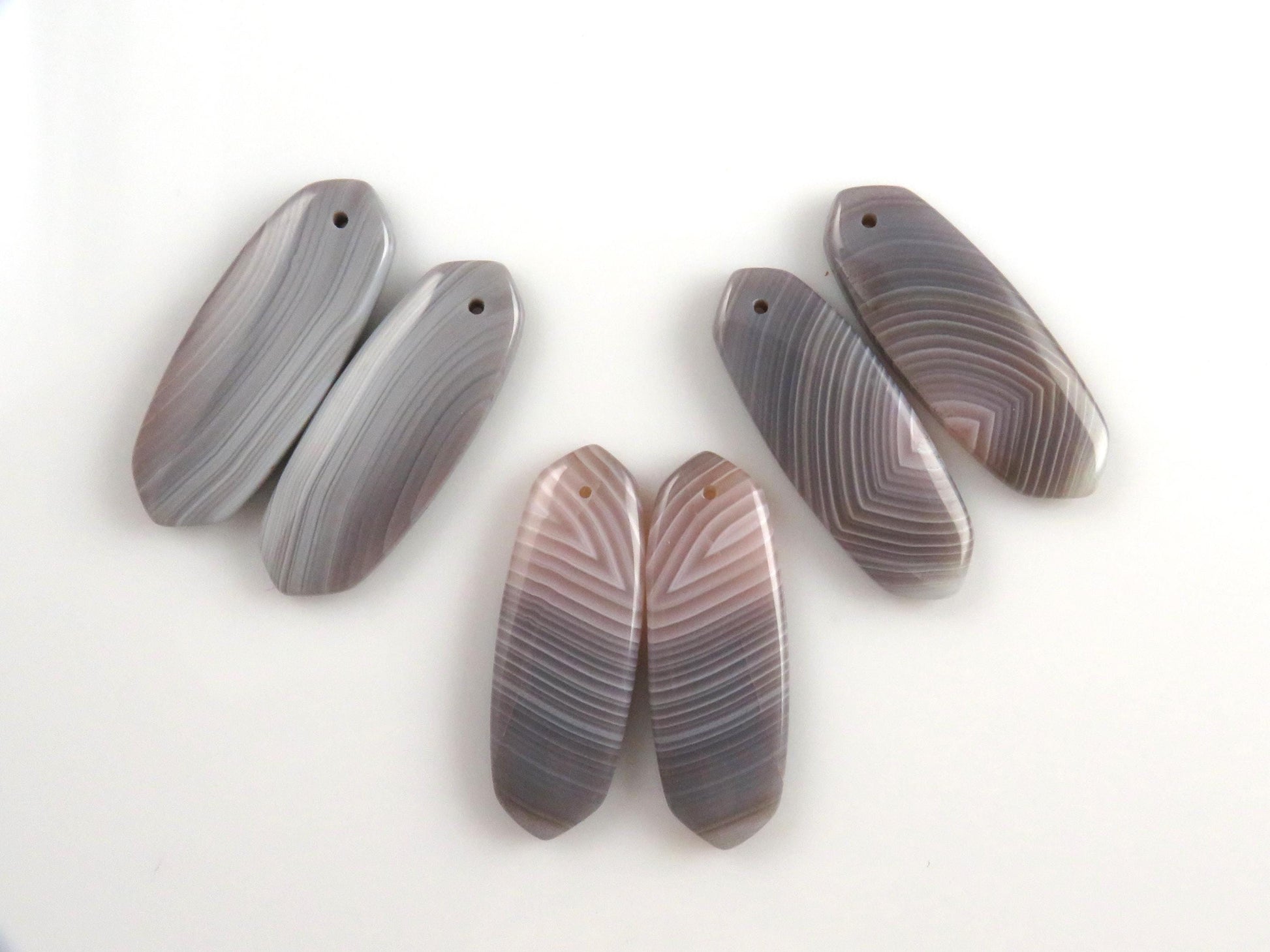Botswana Agate Bead Pairs | Peach and Gray | Drilled | B110 - Agate - GemEnthusiast