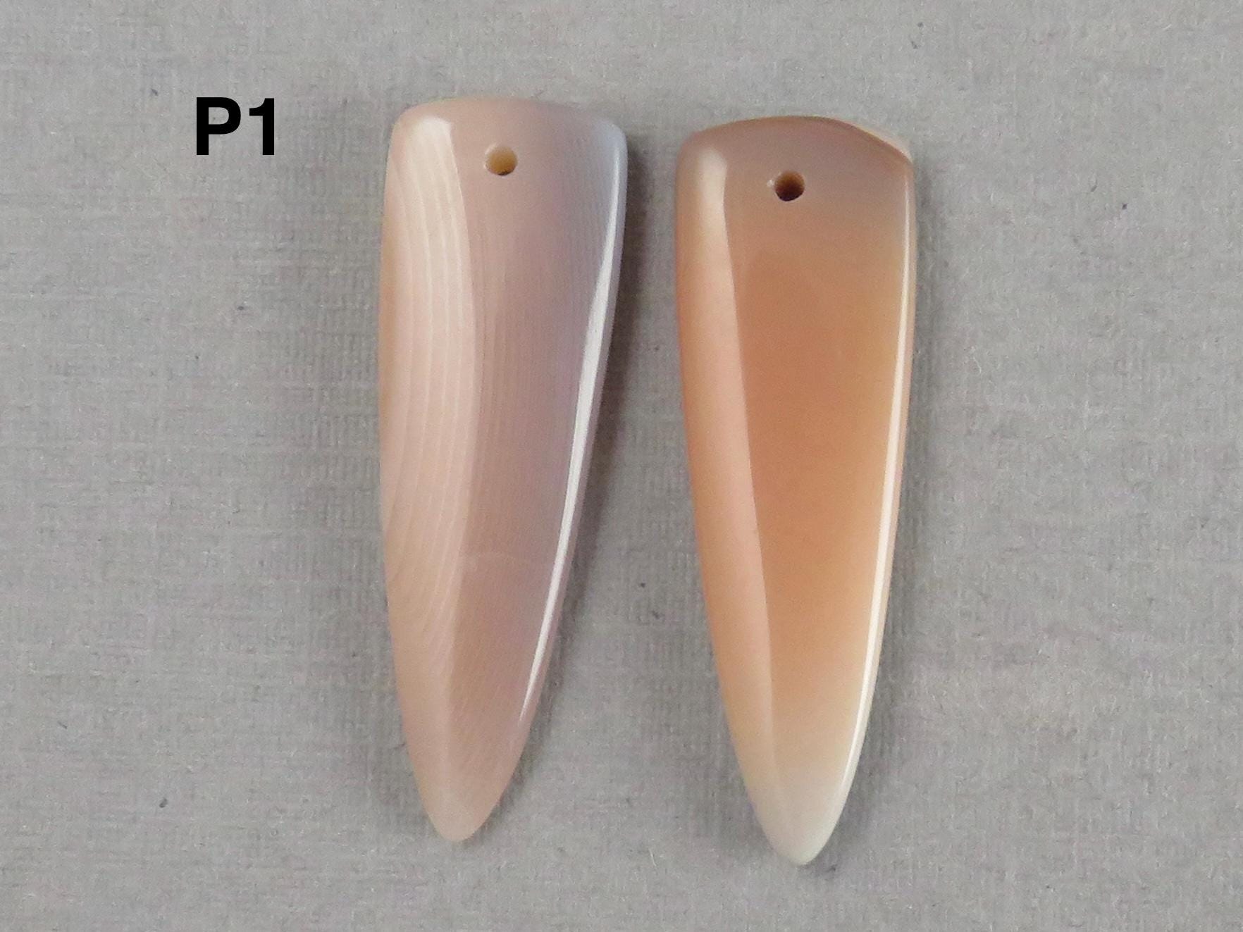 Botswana Agate Bead Pairs | Peach and Gray | Drilled | B111 - Agate - GemEnthusiast