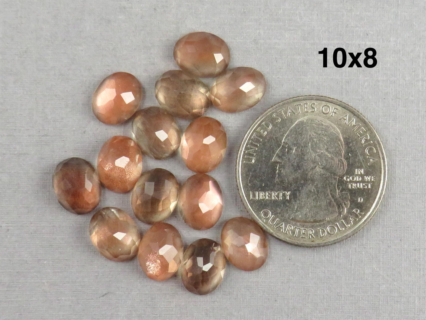 10x8 or 9x7 Oregon Sunstone | Rose Cut Oval Cabochon with Schiller | Per Stone - Oregon Sunstone - GemEnthusiast