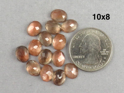 10x8 or 9x7 Oregon Sunstone | Rose Cut Oval Cabochon with Schiller | Per Stone - Oregon Sunstone - GemEnthusiast