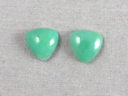 Gem Silica | Chrysocolla Chalcedony | 7mm Triangle Cabochon Pair | Peru | Per Pair | CH130 - Gem Silica, Chrysocolla in Chalcedony - GemEnthusiast