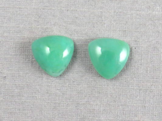 Gem Silica | Chrysocolla Chalcedony | 7mm Triangle Cabochon Pair | Peru | Per Pair | CH130 - Gem Silica, Chrysocolla in Chalcedony - GemEnthusiast