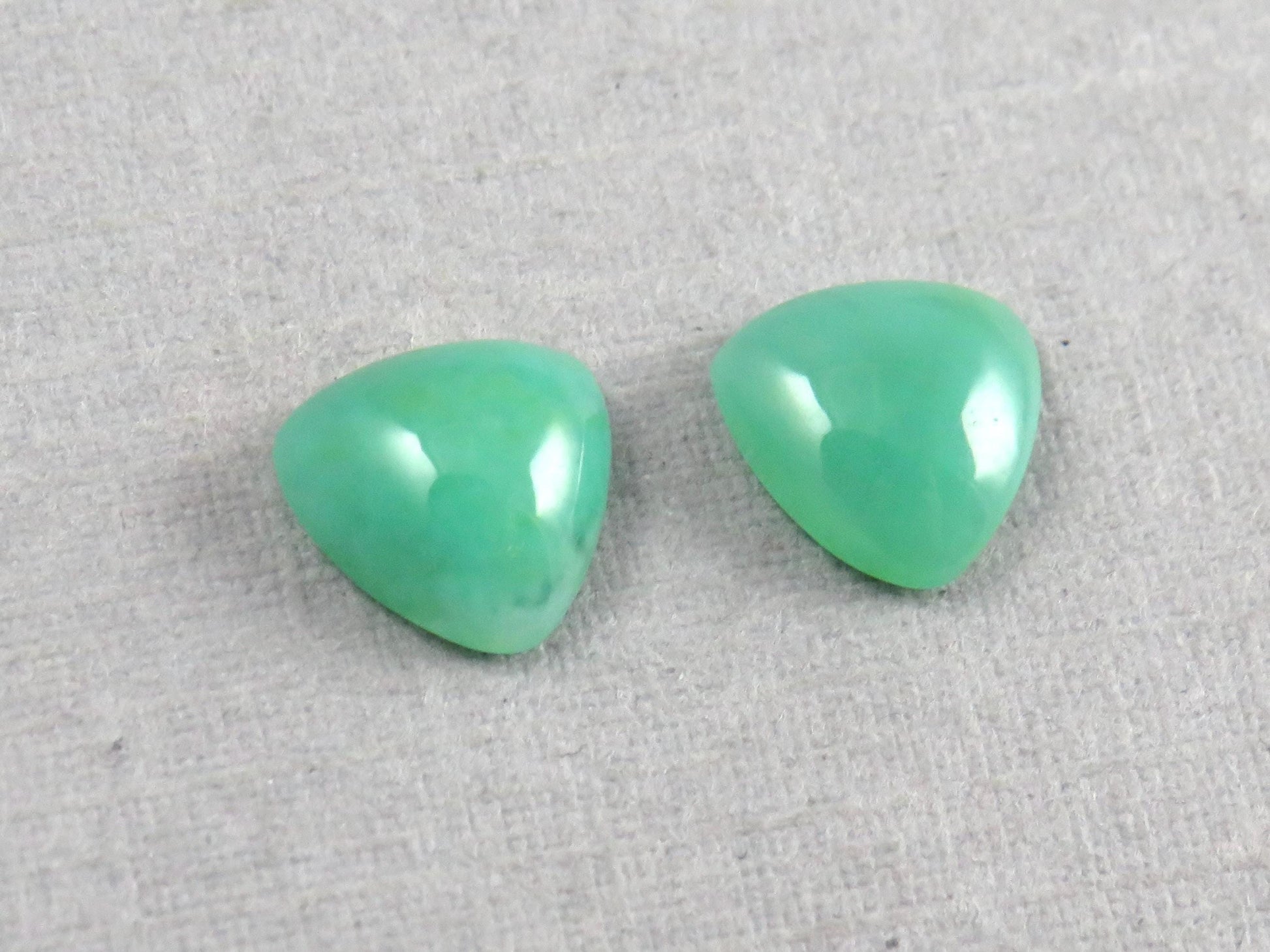 Gem Silica | Chrysocolla Chalcedony | 7mm Triangle Cabochon Pair | Peru | Per Pair | CH130 - Gem Silica, Chrysocolla in Chalcedony - GemEnthusiast