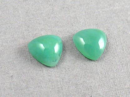 Gem Silica | Chrysocolla Chalcedony | 7mm Triangle Cabochon Pair | Peru | Per Pair | CH130 - Gem Silica, Chrysocolla in Chalcedony - GemEnthusiast